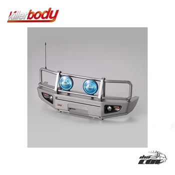 

Front bumper replacement with silver aluminum LED headlight for truck 1/10