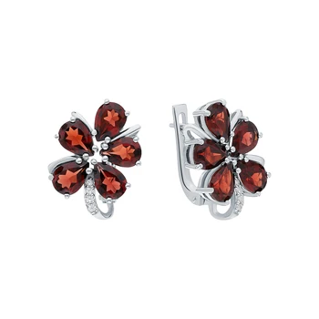

Silver earrings with cubic zirconia and Garnet sunlight sample 925