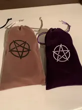 Bolsa de almacenamiento de Tarot, juego de mesa de cartas, bordado, bolsa con cordones, pentagrama, terciopelo, 1 ud.