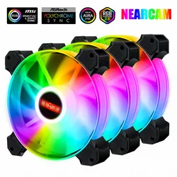 Nlcam – lampe arc de couleur fixe 12cm, boîtier d'ordinateur, ventilateur RGB sans fil, télécommande, lumineux, silencieux, ARGB, ventilateur de refroidissement 