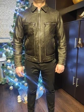 Chaqueta de cuero de vaca para hombre, abrigo de piel de vaca, grueso, de calidad, Estilo vintage, regalo, envío gratis