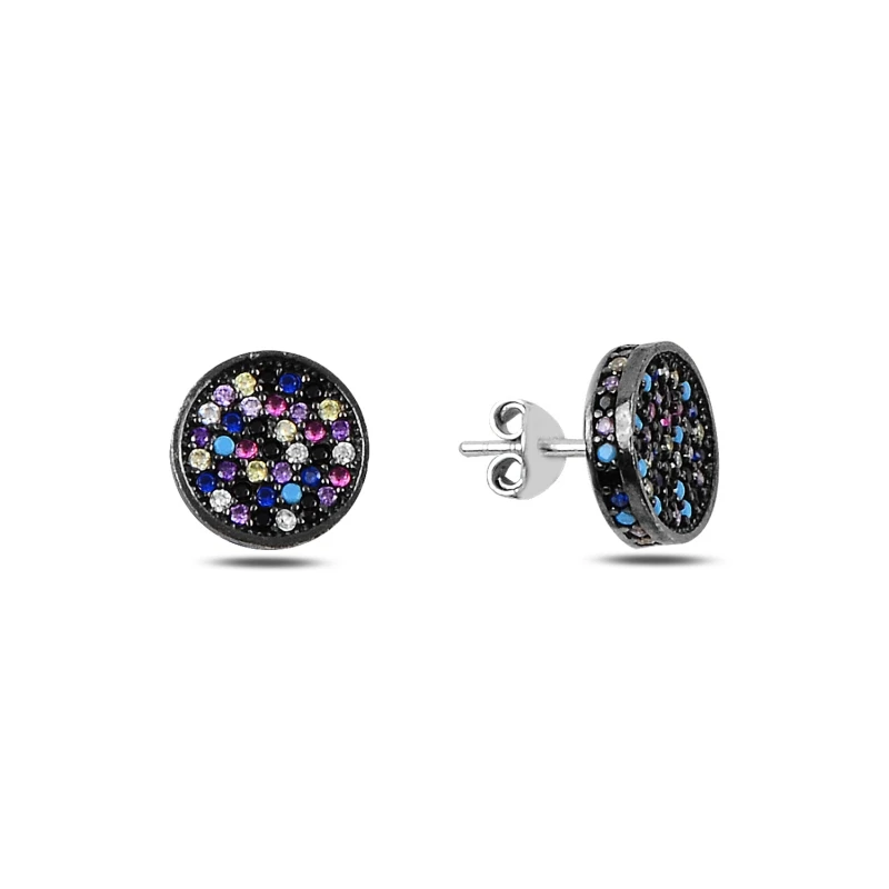 

Armagano Mixed Color Zircon Stone 3D Round Earrings