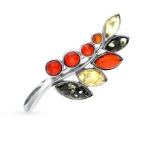 Серебряная брошь с янтарем SUNLIGHT проба 925