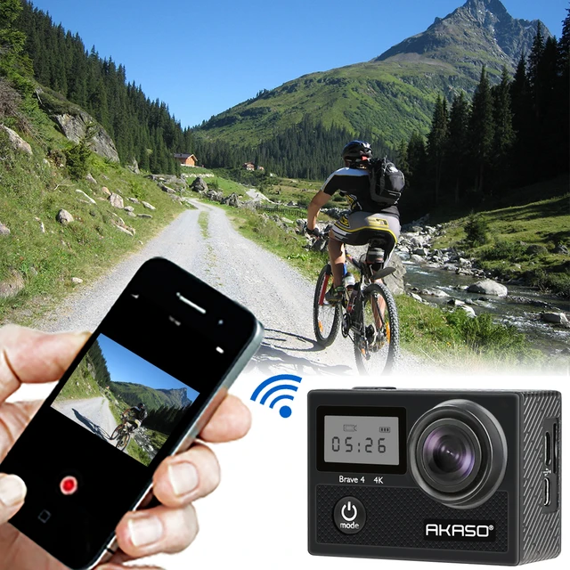 AKASO Caméra Sport Etanche 4K WiFi 20MP Action Cam Sportive Stabilisateur  Ultra HD Écran LCD Grand Angle 170 Degrés EIS 30M sous Marine 2 Batteries  1050mAh - Brave 4 Noir : : High-Tech