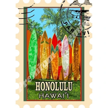 

Hawaii souvenir magnet vintage tourist poster