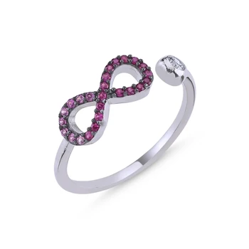 

KUTAYDAN Pink Grayscale Nano Cubic Zirconia Infinity Adjustable Ring 925 Sterling Silver