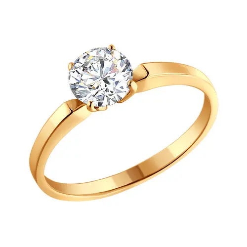 Золотое помолвочное кольцо с камнем Swarovski SOKOLOV