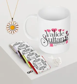 

Personalized Valide Sultan Mug Chocolate Daisy Necklace Seti-2