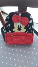 Mochila de Disney para niños y niñas, bolsa de viaje de dibujos animados de Minnie, Mickey, Mickey, guardería, pequeña, escolar, mochila de lona roja