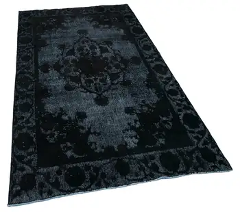 

131x242 Cm Black Handmade Over Dyed Rug-4x8 Ft