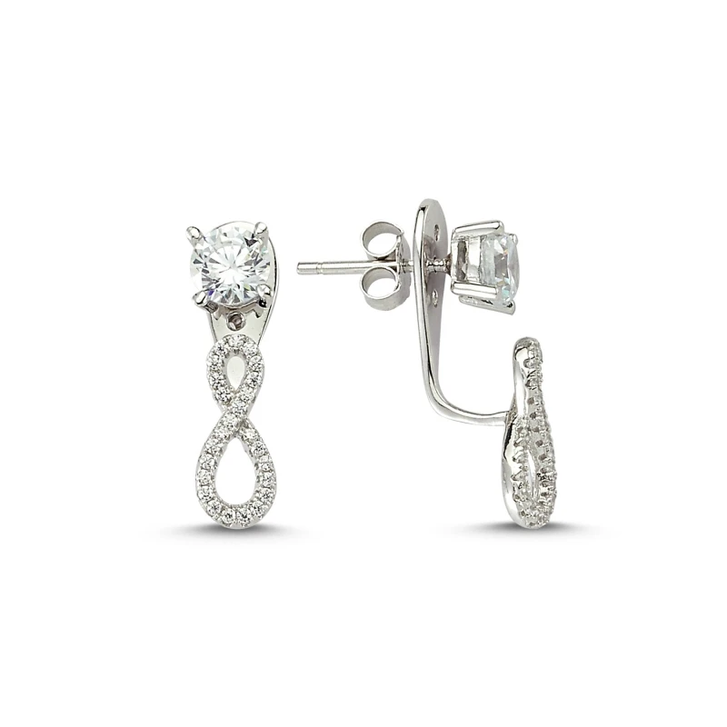

Silver 925 Sterling Zircon Cubic Zirconia Infinity Dual Earrings