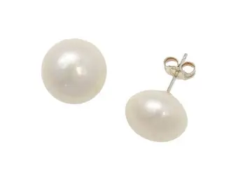 

Earrings sterling silver with cultured pearl shape button White