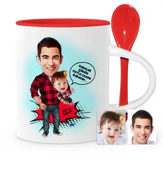 

Father's Day Custom Santa Claus Girls Cartoon Red Spoon Mug Cup-3