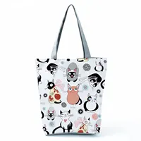 Chubby Cat Printed Handbags Lovely Fashion Women's Bag Animal Pretty Shoulder Bag High Capacity Women's Bag Eco Friendly Tote