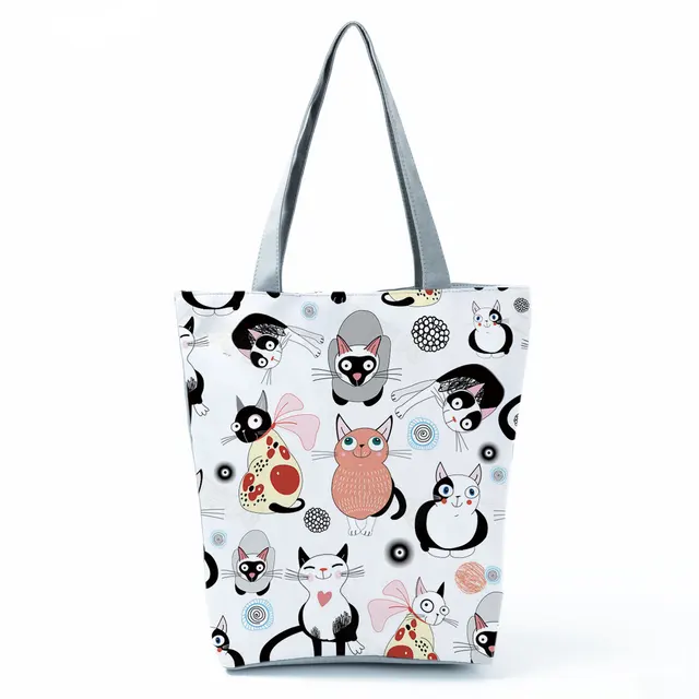 Chubby Cat Printed Handbags Lovely Fashion Women's Bag Animal Pretty Shoulder Bag High Capacity Women's Bag Eco Friendly Tote