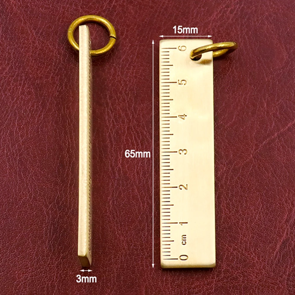 1Pcs 6cm Small Mini Copper Ruler Keychain 3mm Thickened Brass Metal Ruler Copper Key Pendant Number Plate Drafting Supplies drawing ruler straight ruler metal ruler