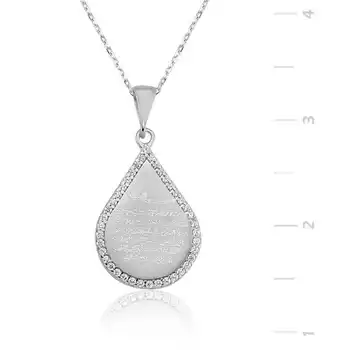 

KUTAYDAN 925 Sterling Silver Drop Ayetel Kursi Lady Necklace