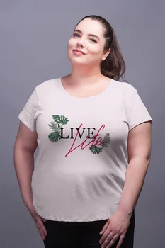 

Angemiel Wear Live Lite White Women Cotton Large Size T-Shirt