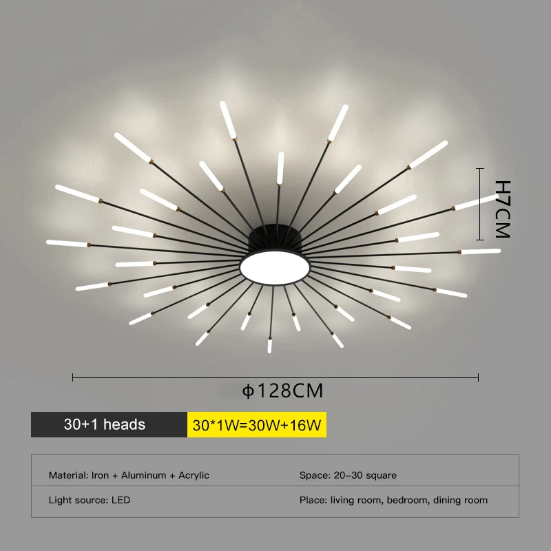 chandelier for living room LED Chandelier Fireworks 2022 Modern Ceiling Lamp For Living Room Bedroom Home Decoration Black Kitchen Spider Lighting Fixtures shell chandelier Chandeliers