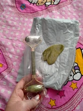 Gua Sha-masajeador de piedra Jade para cara, rodillo de Jade verde para estiramiento Facial, antiarrugas, 2/1 Uds.