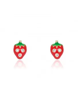 

Baby earrings or girl strawberries glazed with zircons