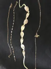 Docona-tobilleras con abalorios de concha de cristal para mujer y niña, tobillera gótica, cadena de oro, joyería para pies, 4 unidades, 7117
