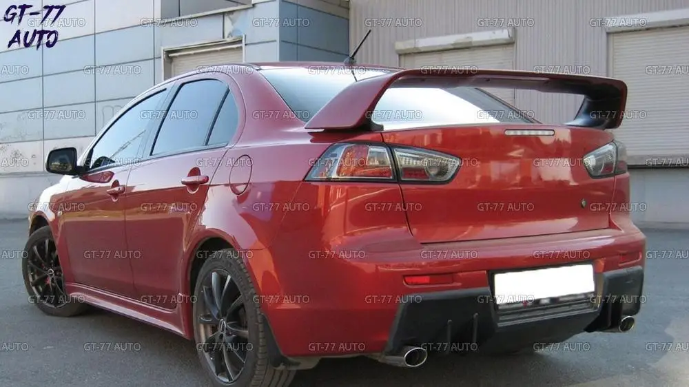 Декоративная накладка заднего бампера для Mitsubishi Lancer 2007- диффузор на бампер защитный литой внешний материал АБС-пластик для двух труб