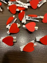 Clips de papel fotográfico en forma de corazón de madera para decoración del hogar, Mini clip rojo para decoración de notas, accesorios de oficina, 20 uds.