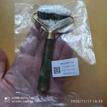 Rodillo masajeador Facial doble cabezas de piedra de Jade Estiramiento Facial manos la piel del cuerpo de relajación de belleza para delgazar piel sana, herramientas para el cuidado de