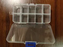 Caja de almacenamiento con bolsillos para señuelos de pesca, caja de 10 compartimentos para cebos de pesca, transparente, cuadrada