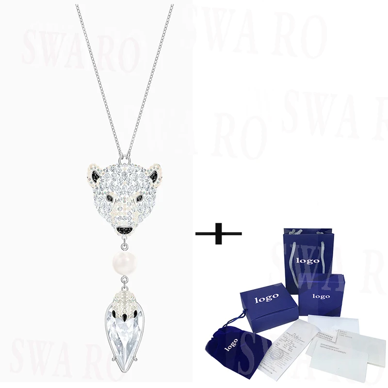 

New SWA Fashion Elegant and Cute POLAR BESTIARY Color Crystal Necklace Pendant for Girlfriend Christmas Valentine's Day Gift