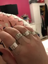 Anillos Pop Punk para hombre y mujer, cadena ajustable multicapa, cuatro anillos abiertos para dedos, de aleación, giratorios, regalo de fiesta