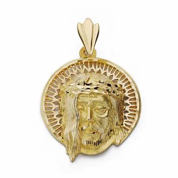 

Head face Christ 18k gold halo unisex hollow openwork
