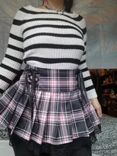 HEYounGIRL atar Harajuku gótico cuadros Mini falda de mujer Y2K estética de moda Punk de cuadros plisada de talle alto, Falda corta