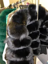 De invierno de la moda de cuero cálida capa natural abrigo de piel de zorro chaqueta de piel auténtica de zorro de invierno grueso abrigo cálido