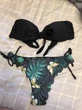 Bikini sin tirantes para mujer, traje de baño sexy con push-up y lazo en el frente, ropa playera con tanga de mujer para playa 2020