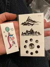 Wave Tattoo Sticker Planet Pine-Tree Body-Art Small Sun-Mountain Black Arm Triangle