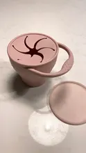 Taza de tentempié de silicona para bebé, contenedor de comida portátil, recipiente para aperitivos, sin BPA, tapa suave de silicona, nuevos colores