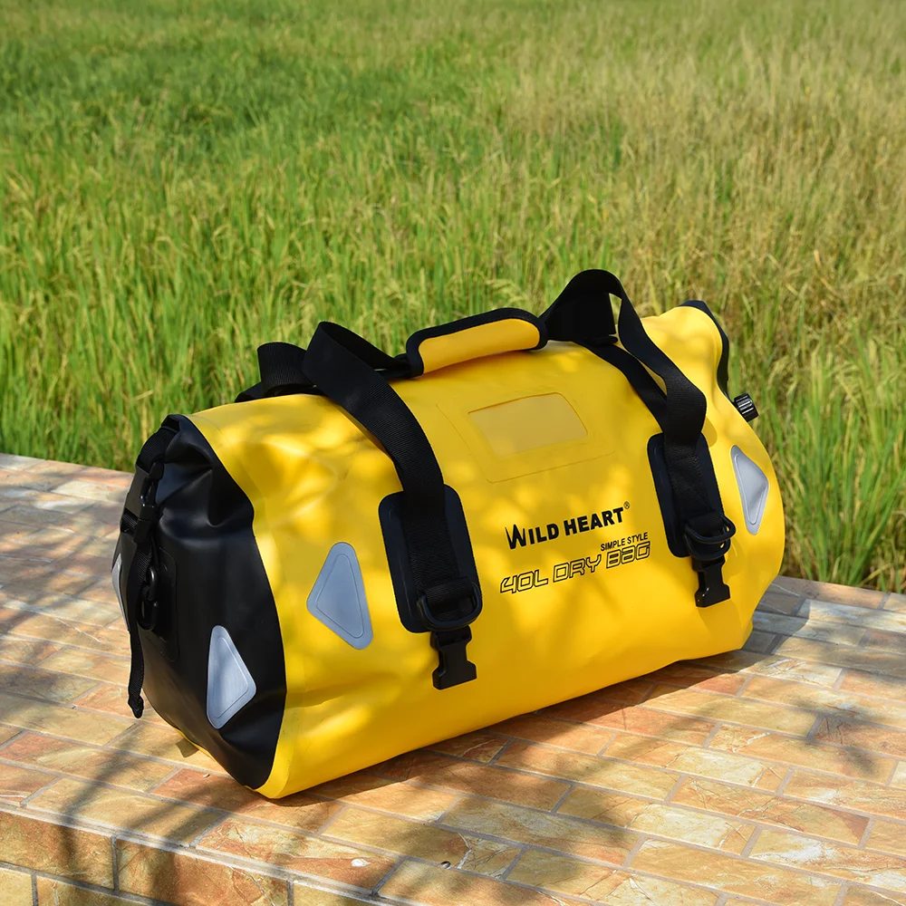 Heißer Verkauf wildes Herz wasserdichte Reisetasche 40l 66l 100l wasserdichte Motorrad tasche 500d Plane Motorrad tasche Camping Reisetasche – Detail 10