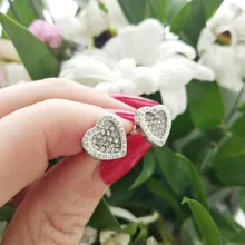 JoiasHome corazón aretes en forma para las mujeres joyería de plata 925 de moda mujer Color oro rosa pendientes de boda regalo