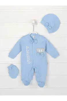 

Blue King Crowned Prince Boy Baby 3 PCs Rompers