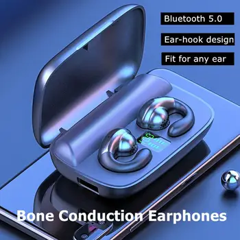 

TWS Bone Conduction Wireless Earphone With Microphone Waterproof LED Digitial Stereo Bluetooth 5.0 Headset Hanging Sport Earbud