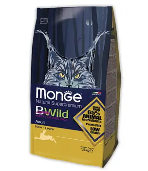 

Monge bwild cat Hare food adult cats with meat rabbit, Cat food, for cats, 1,5 kg