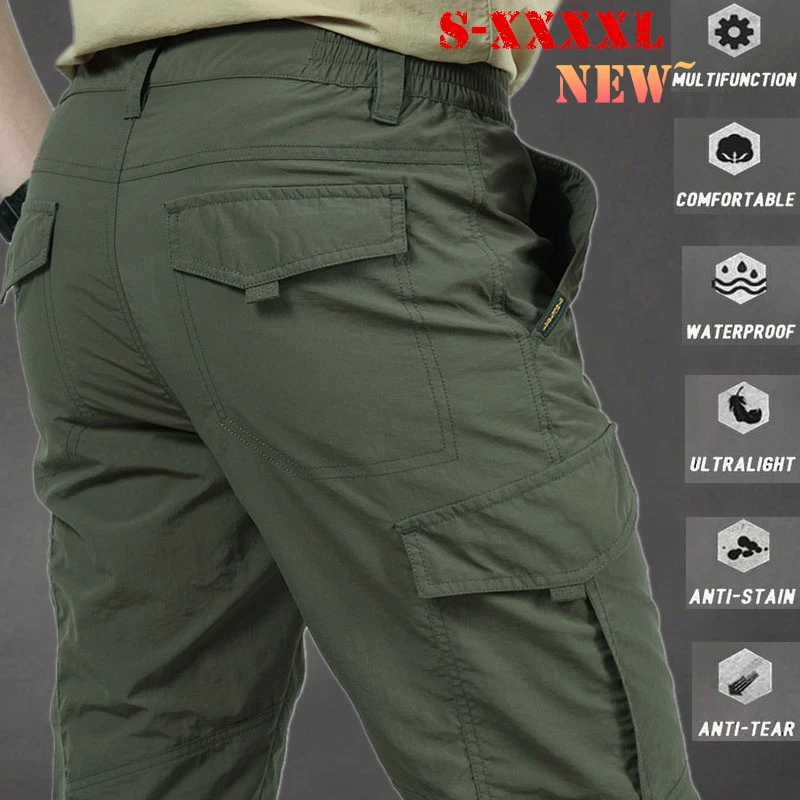 

Men Summer Casual Pants Outdoor Military Tactical Trousers Quick Dry Lightweight Sweatpants Waterproof Breathable Cargo Pants