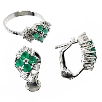 

Set 925 sterling silver mm earrings ring size 12 zircons [AB5167]