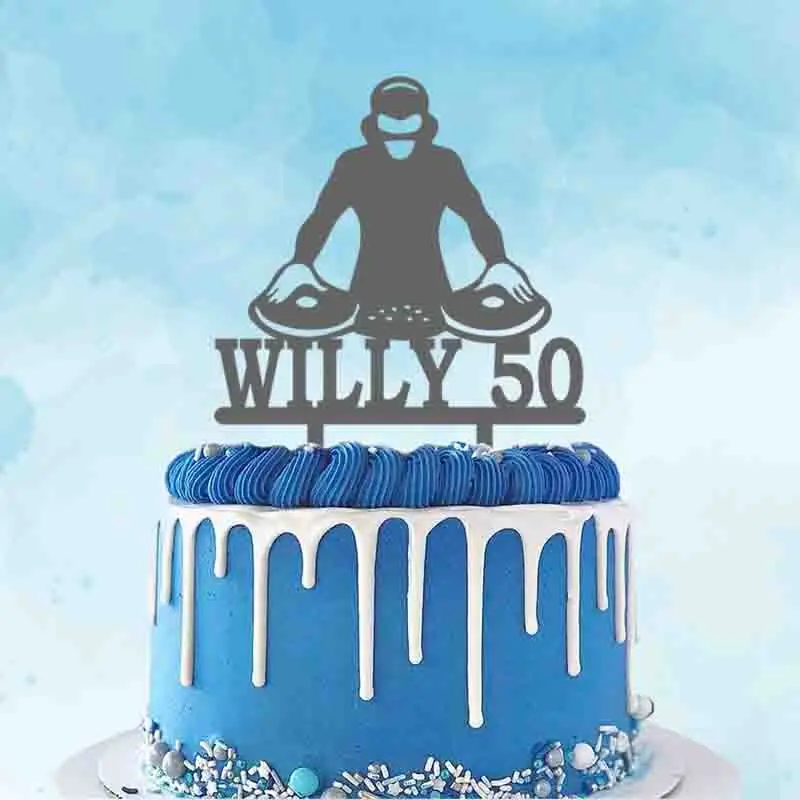 

Personalized DJ Musician Birthday Cake Topper Custom Name Age Private Party Cake Decoration Topper