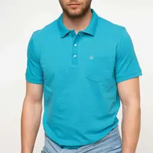 DeFacto мужская летняя Однотонная рубашка поло, мужская повседневная хлопковая рубашка с коротким рукавом синего цвета, Мужской Топ Shirts-G5779AZ17SM