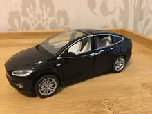 1:32 modelo Tesla X coche en miniatura de aleación con tirar juguete electrónico con simulación de luces y música modelo juguetes para niños de regalo