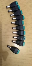 Adaptador de enchufe macho para CCTV, luz LED de un solo color, 12V, 2,1x5,5mm, cc, 10 uds.