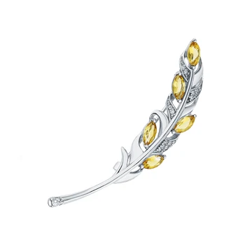 

Silver brooch with citrine sunlight sample 925